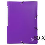 Exacompta Opak - 50 Chemises à 3 rabats polypro - A4 - violet