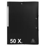 Exacompta - 50 Chemises à 3 rabats polypro - A4 - noir opaque