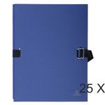 Exacompta - 25 Chemises extensibles à sangle avec rabat papier - bleu foncé