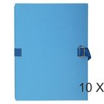 Exacompta - 10 Chemises extensibles à sangle avec rabat papier - bleu clair