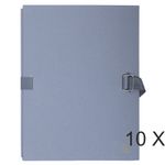 Exacompta - 10 Chemises extensibles à sangle avec rabat papier - gris