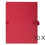 Exacompta - 10 Chemises extensibles à sangle avec rabat papier - rouge