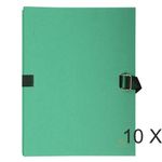 Exacompta - 10 Chemises extensibles à sangle avec rabat papier - vert clair