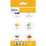 Avery - 48 Étiquettes épices imprimées - rondes 35 mm