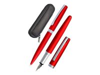 Online Eleganza - Parure stylo à bille/stylo plume - rouge satin