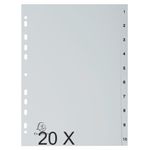 Exacompta - Pack de 20 intercalaires 10 positions numériques - A4 - gris