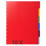 Exacompta - Pack de 10 intercalaires 6 positions pour porte-vues à anneaux - A4 Maxi - couleurs assorties
