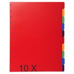 Exacompta - Pack de 10 intercalaires 10 positions pour porte-vues à anneaux - A4 Maxi - couleurs assorties