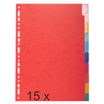 Exacompta - Pack de 15 intercalaires 10 positions - A4 - couleurs assorties - onglets renforcés