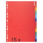 Exacompta - Pack de 15 intercalaires 12 positions - A4 - couleurs assorties - onglets renforcés