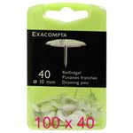 Exacompta - 100 Boîtes de 40 Punaises tête plate - 7 mm - blanc