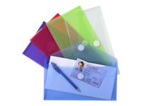 Exacompta - 5 Pochettes perforées à scratch - 25 x 13,5 cm - couleurs assorties translucides