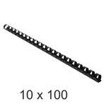 Exacompta - 10 Boîtes de 100 anneaux de reliure en plastique - 12 mm - noir