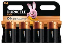 DURACELL 100% Plus - 4 piles alcalines - D LR20