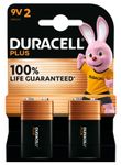 DURACELL 100% Plus - 2 piles alcalines - 9V