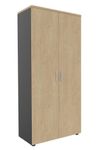 Armoire haute EXPRIM/LOFTER/LEVEL - H180 x L80 x P47 - 2 portes - Corps Anthracite - Dessus et portes imitation Chêne clair