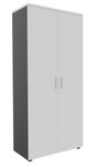 Armoire haute EXPRIM/LOFTER/LEVEL - H180 x L80 x P47 - 2 portes - Corps Anthracite - Dessus et portes Blanc perle