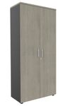 Armoire haute EXPRIM/LOFTER/LEVEL - H180 x L80 x P47 - 2 portes - Corps Anthracite - Dessus et portes imitation Chêne gris