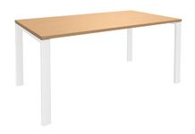 Bureau simple IRIS - L140 cm - Pieds blanc - plateau imitation Hêtre