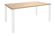 Bureau simple IRIS - L180 cm - Pieds blanc - plateau imitation Chêne clair