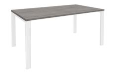 Bureau simple IRIS - L180 cm - Pieds blanc - plateau imitation Chêne gris