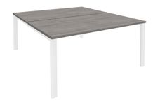 Bureau Bench IRIS - L120 cm - Plan de départ - Pieds blanc - plateau imitation Chêne gris