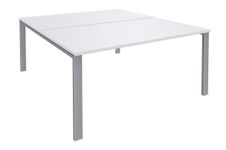 Bureau Bench IRIS - L140 cm - Plan de départ - Pieds aluminium - plateau Blanc perle