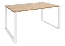 Bureau droit LOFTER - L120 cm - Plateau imitation chêne clair - pied Blanc