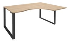 Bureau compact LOFTER - L160 cm - Retour à droite - Plateau imitation chêne clair - pied Carbone - (pied de renfort obligatoire à rajouter - non inclus)