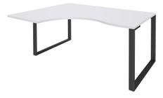 Bureau compact LOFTER - L160 cm - Retour à gauche - Plateau Blanc - pied Carbone - (pied de renfort obligatoire à rajouter - non inclus)