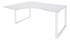 Bureau compact LOFTER - L160 cm - Retour à gauche - Plateau Blanc - pied Blanc - (pied de renfort obligatoire à rajouter - non inclus)