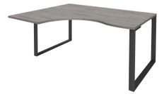 Bureau compact LOFTER - L160 cm - Retour à gauche - Plateau imitation chêne gris - pied Carbone - (pied de renfort obligatoire à rajouter - non inclus)