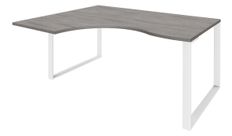 Bureau compact LOFTER - L160 cm - Retour à gauche - Plateau imitation chêne gris - pied Blanc - (pied de renfort obligatoire à rajouter - non inclus)
