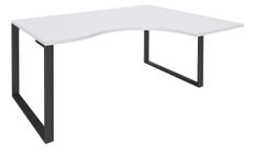 Bureau compact LOFTER - L180 cm - Retour à droite - Plateau Blanc - pied Carbone - (pied de renfort obligatoire à rajouter - non inclus)