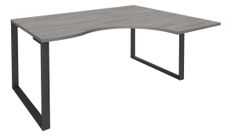 Bureau compact LOFTER - L180 cm - Retour à droite - Plateau imitation chêne gris - pied Carbone - (pied de renfort obligatoire à rajouter - non inclus)