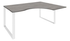Bureau compact LOFTER - L180 cm - Retour à droite - Plateau imitation chêne gris - pied Blanc - (pied de renfort obligatoire à rajouter - non inclus)