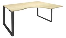 Bureau compact LOFTER - L180 cm - Retour à droite - Plateau imitation Erable - pied Carbone - (pied de renfort obligatoire à rajouter - non inclus)