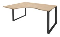 Bureau compact LOFTER - L180 cm - Retour à gauche - Plateau imitation chêne clair - pied Carbone - (pied de renfort obligatoire à rajouter - non inclus)