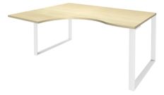 Bureau compact LOFTER - L180 cm - Retour à gauche - Plateau imitation Erable - pied Blanc - (pied de renfort obligatoire à rajouter - non inclus)