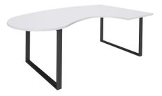 Bureau LOFTER Manager arrondi -  retour à droite - L200 cm - Plateau blanc perle - Pied carbone (Pieds de renfort obligatoire à rajouter - non inclus)