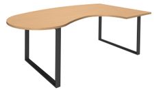 Bureau LOFTER Manager arrondi -  retour à droite - L200 cm - Plateau imitation Hêtre - Pied carbone (Pieds de renfort obligatoire à rajouter - non inclus)