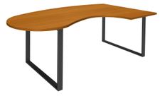 Bureau LOFTER Manager arrondi -  retour à droite - L200 cm - Plateau imitation Merisier - Pied carbone (Pieds de renfort obligatoire à rajouter - non inclus)