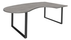 Bureau LOFTER Manager arrondi -  retour à droite - L200 cm - Plateau imitation chêne gris - Pied carbone (Pieds de renfort obligatoire à rajouter - non inclus)