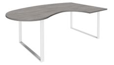 Bureau LOFTER Manager arrondi -  retour à droite - L200 cm - Plateau imitation chêne gris - Pied blanc (Pieds de renfort obligatoire à rajouter - non inclus)