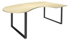 Bureau LOFTER Manager arrondi -  retour à droite - L200 cm - Plateau imitation Erable - Pied carbone (Pieds de renfort obligatoire à rajouter - non inclus)