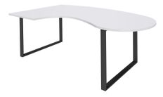 Bureau LOFTER Manager arrondi -  retour à gauche - L200 cm - Plateau blanc perle - Pied carbone (Pieds de renfort obligatoire à rajouter - non inclus)