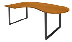 Bureau LOFTER Manager arrondi -  retour à gauche - L200 cm - Plateau imitation Merisier - Pied carbone (Pieds de renfort obligatoire à rajouter - non inclus)