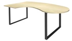 Bureau LOFTER Manager arrondi -  retour à gauche - L200 cm - Plateau imitation Erable - Pied carbone (Pieds de renfort obligatoire à rajouter - non inclus)