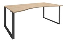 Bureau vague symétrique LOFTER - L180 cm - Plateau imitation chêne clair - pied Carbone