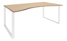 Bureau vague symétrique LOFTER - L180 cm - Plateau imitation chêne clair - pied Blanc